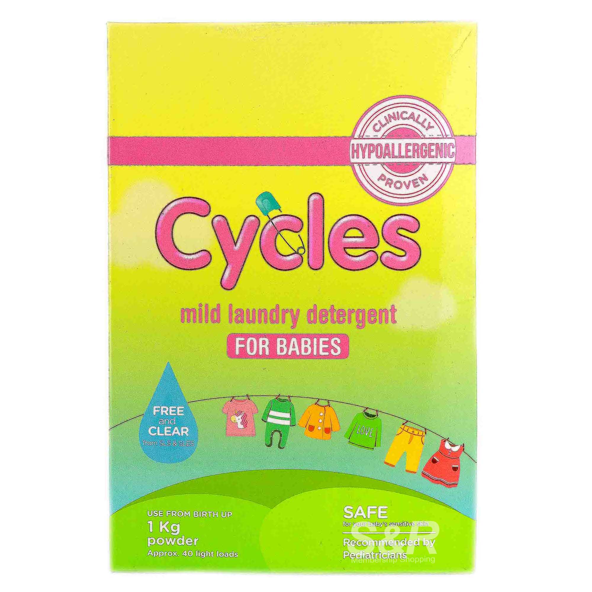 Cycles Mild Powder Detergent for Babies 1kg Cycles Mild Powder Detergent for Babies 1kg